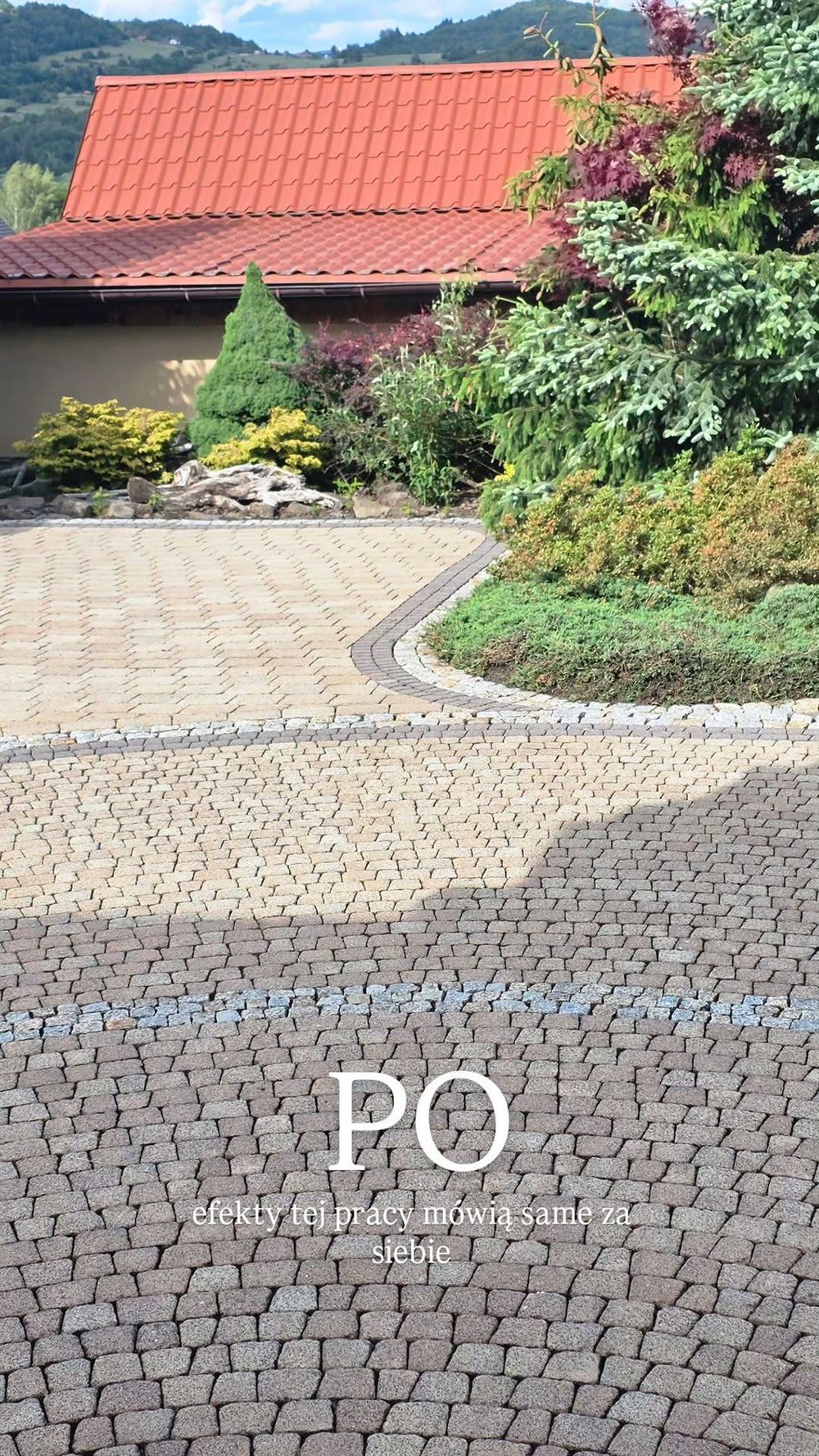 Kostka brukowa po umyciu i zabezpieczeniu, wyrównany kolor powierzchni